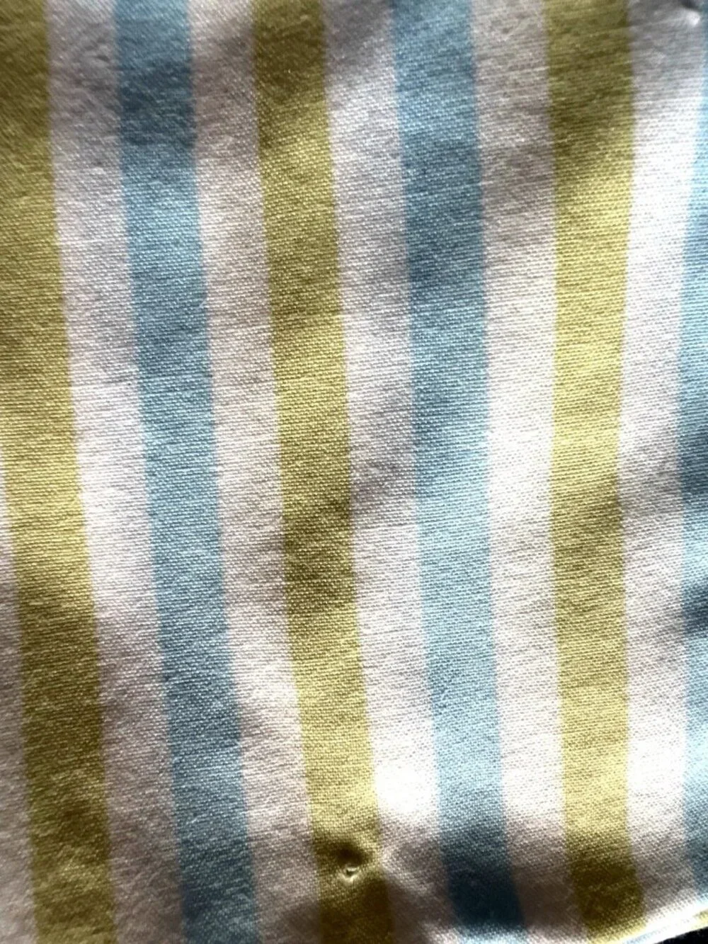 POTTERY BARN KIDS Twin Sheet Set 3 Pc Green Blue Stripe Organic Cotton Portugal